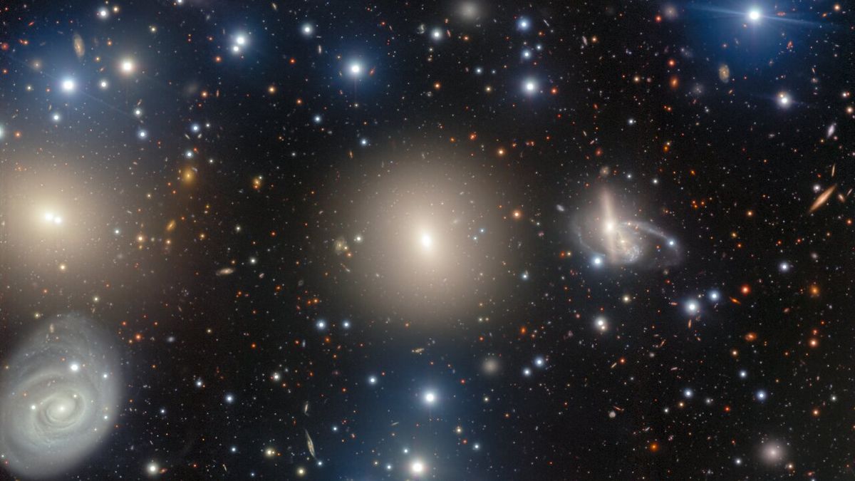 cosmic scenery, telescopes in observatory, galaxy clusters
