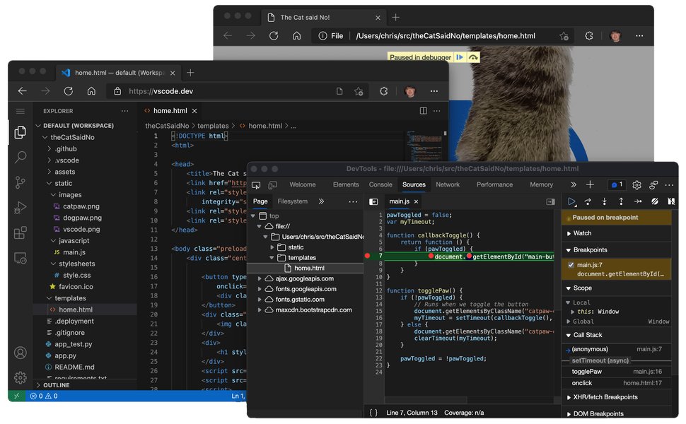 Visual Studio Code interface running in a web browser
