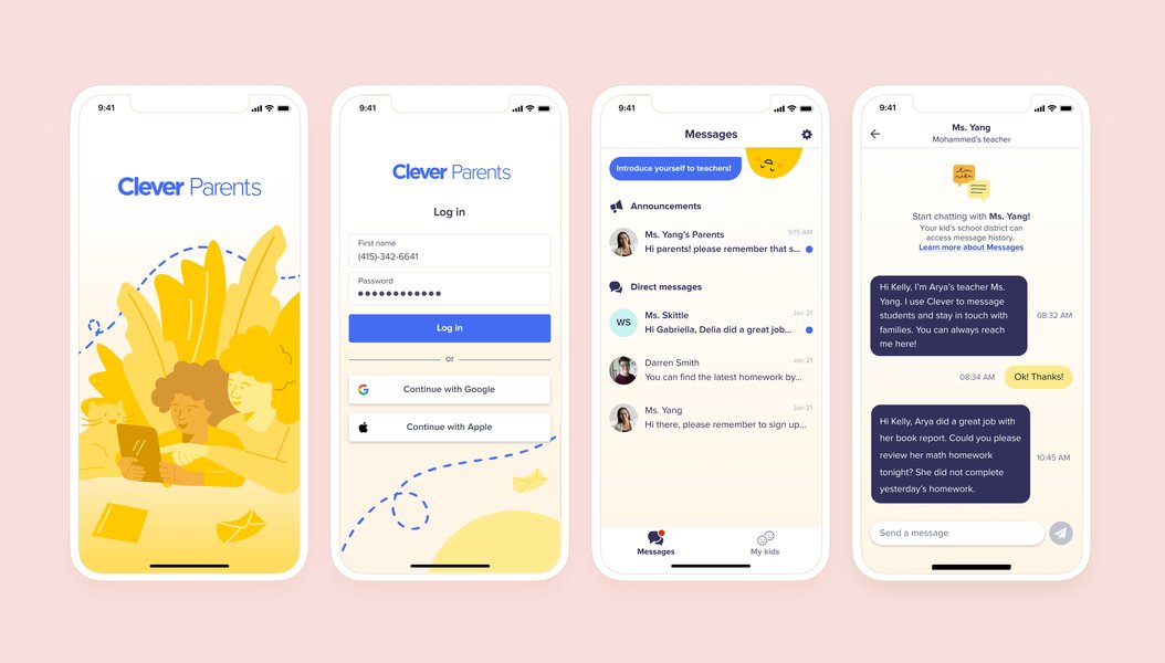 Examples of mobile app screens for a co-parenting application