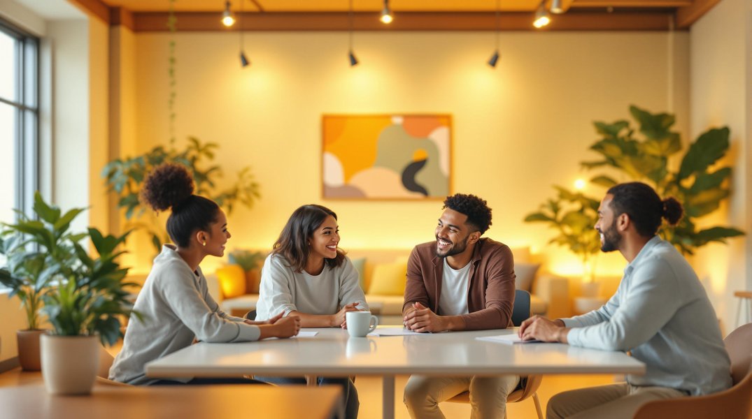 People networking and collaborating in a coliving space