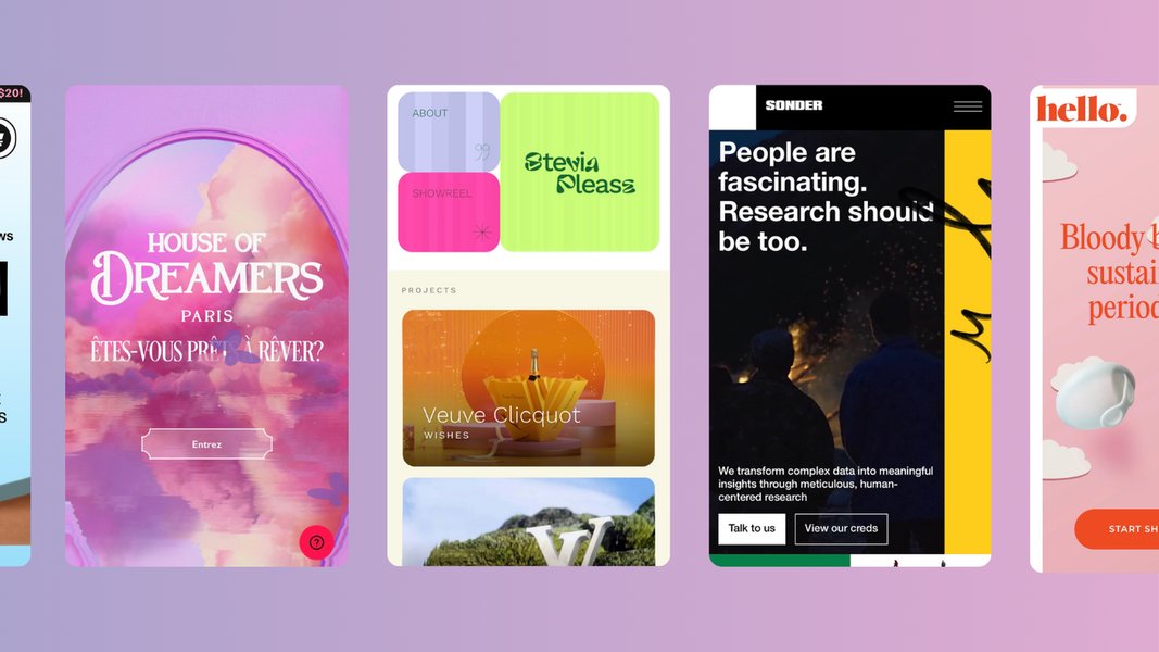 Examples of interactive mobile web design elements.