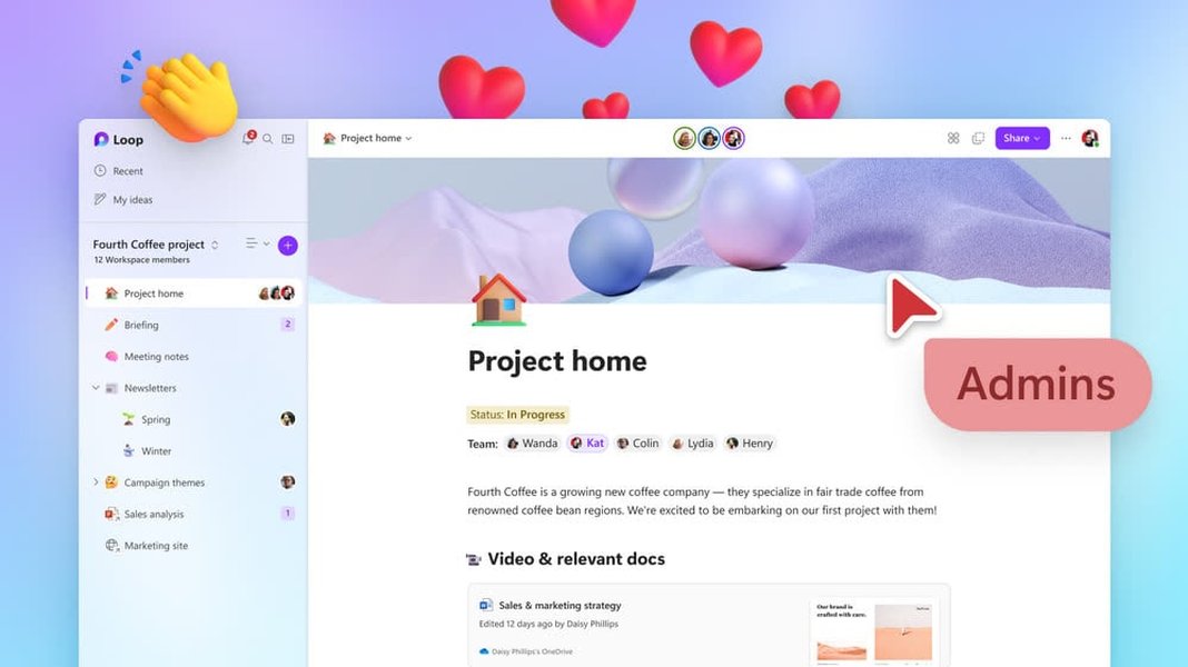Fenêtre de création d'un nouvel espace de travail dans Microsoft Loop