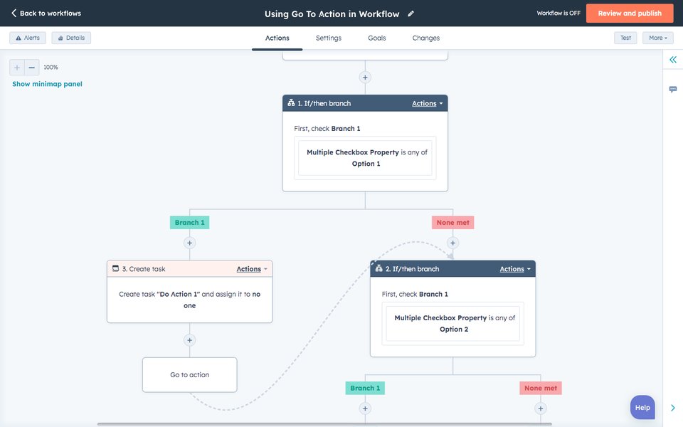 Example of a visual workflow builder interface from HubSpot