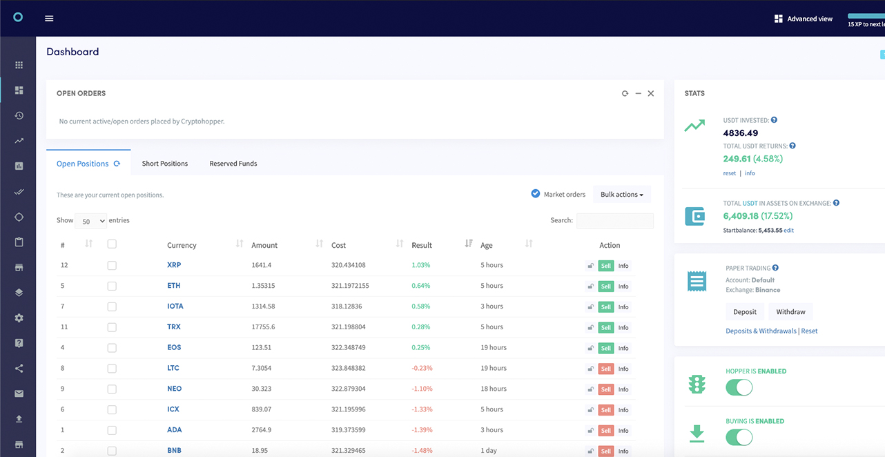 crypto trading bot dashboard