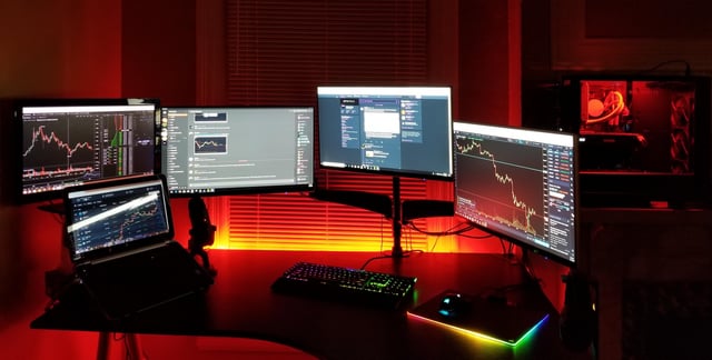 cryptocurrency trading floor digital screens