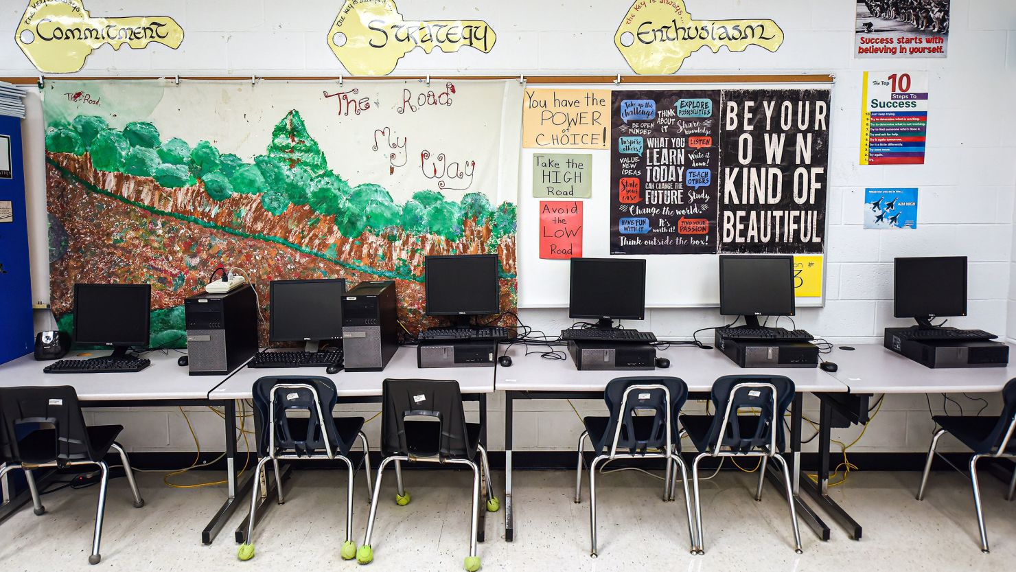 scenic photograph of technology classroom and study area
