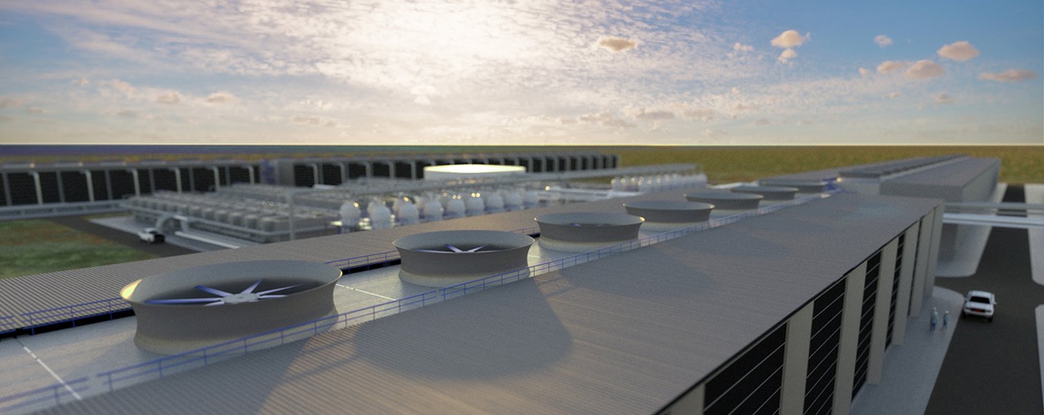Rendering of a large-scale Direct Air Capture facility
