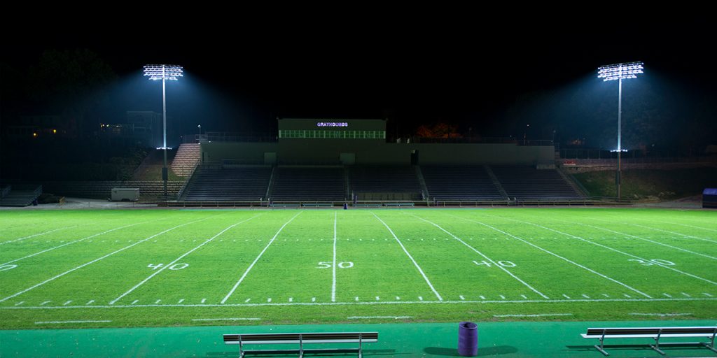 football stadium under lights