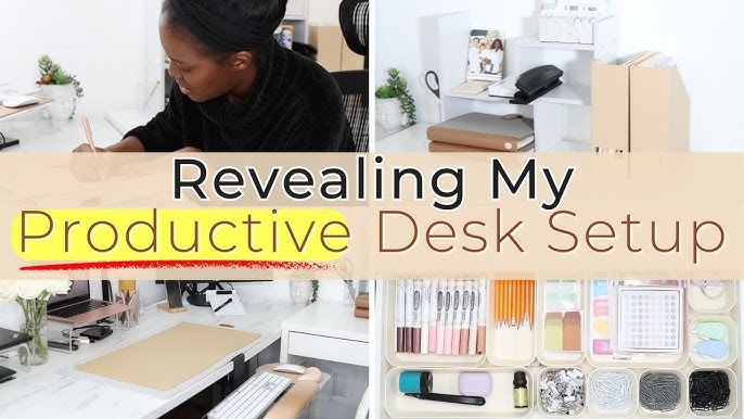 organized workspace tools and planning desk