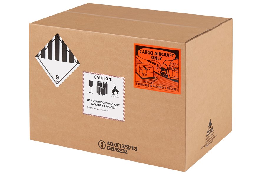 Various types of approved hazmat packaging materials