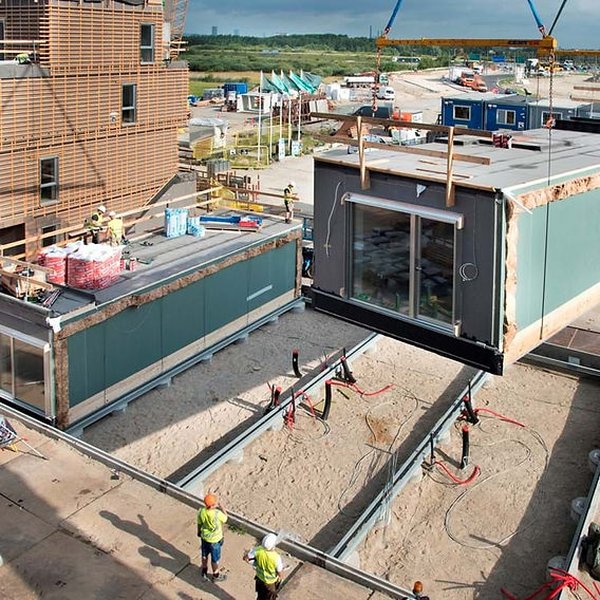 Graphic indicating 45m height possibility for wooden buildings in Denmark