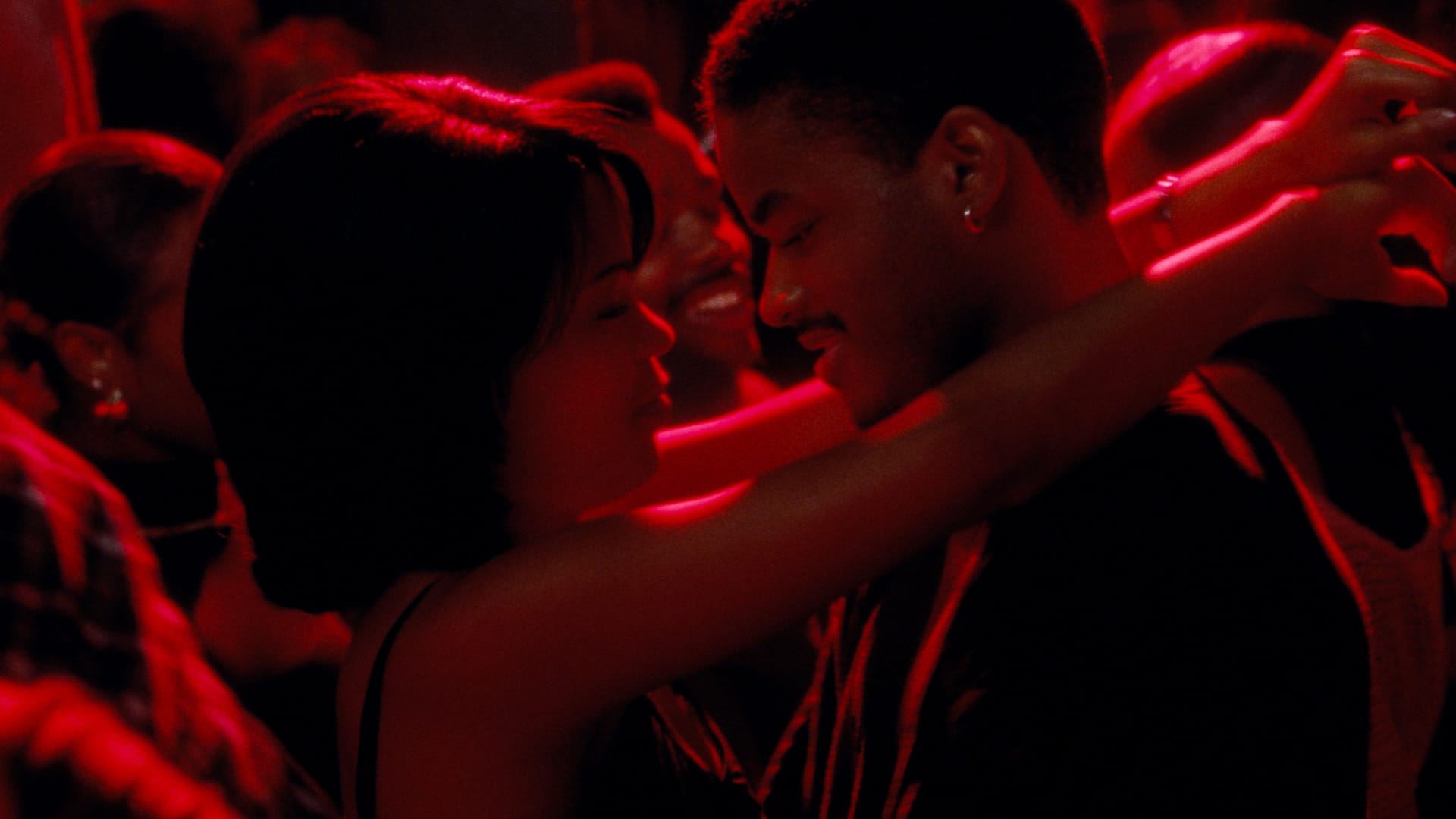 intense urban night scene with passionate couples