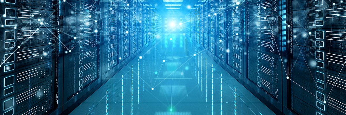 scenic view of modern data center equipment