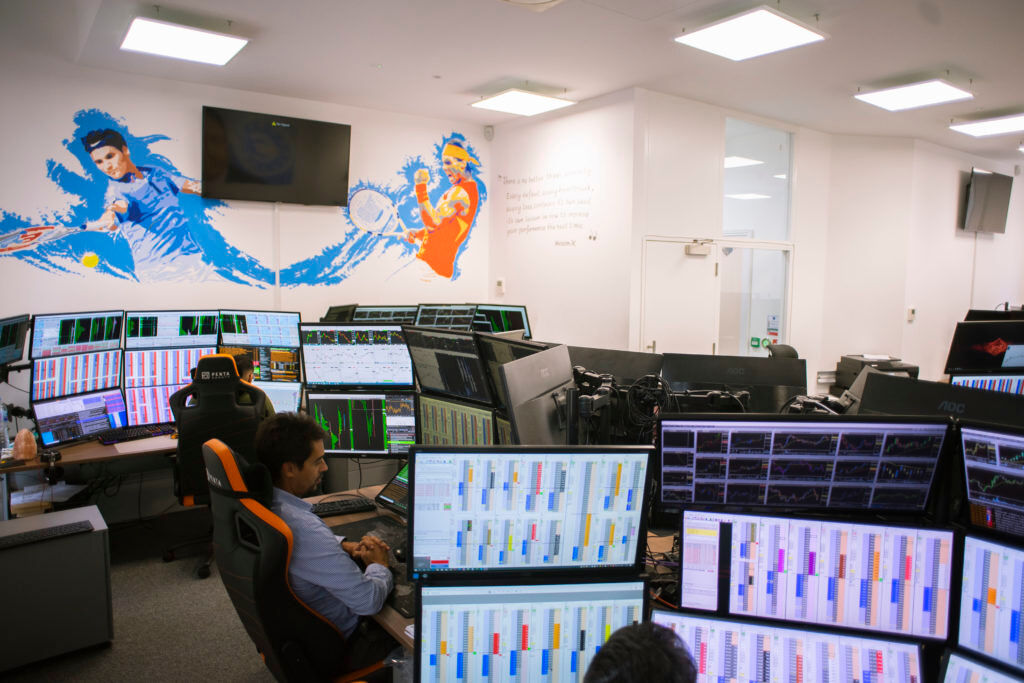 futures trading charts and trading floor