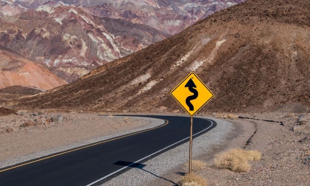 mountainous terrain with challenging roads