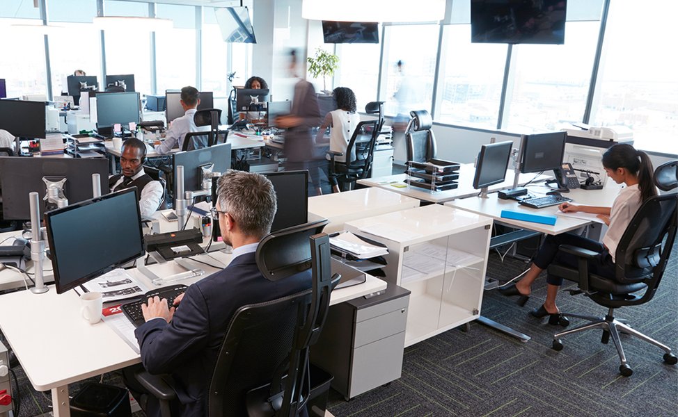 busy office interior