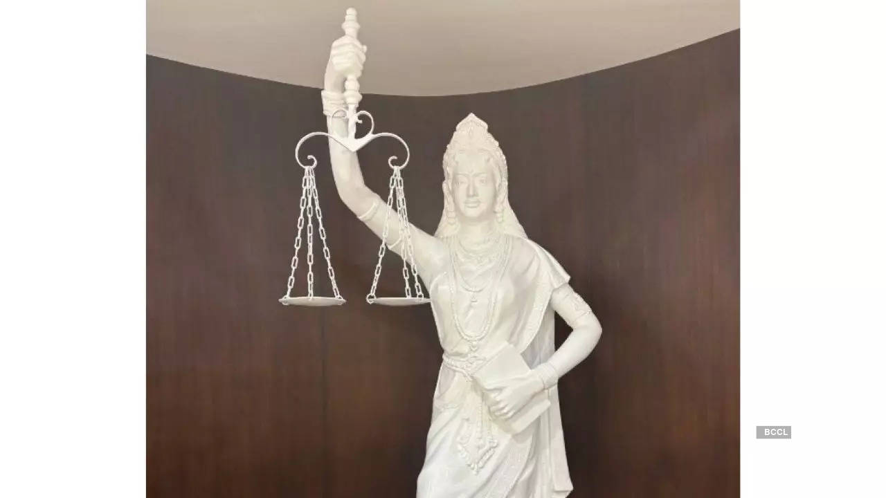 Indian courtroom justice scales
