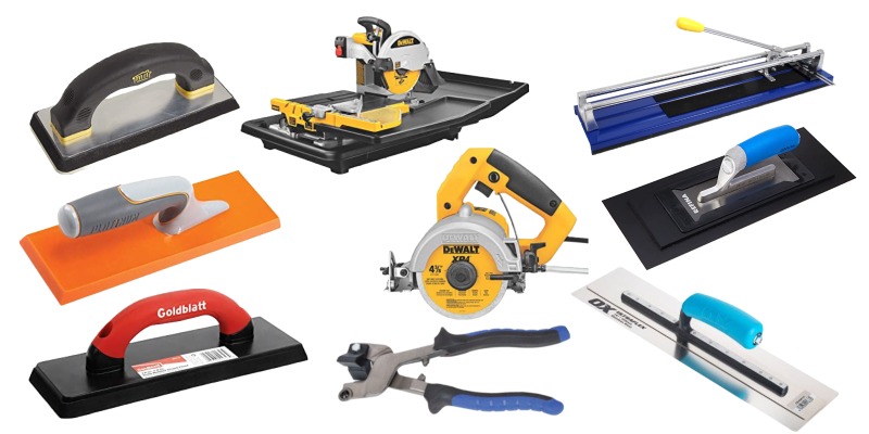 scenic tiles wall and construction tools
