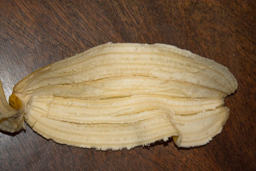 Texture of the inside of a banana peel, showing fibrous strands