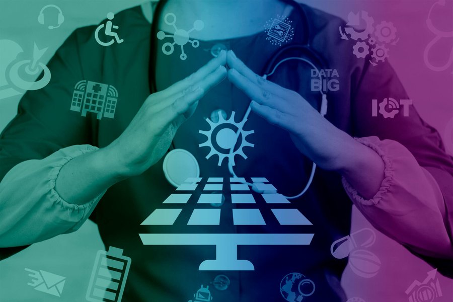 Concepto de gestión energética moderna en un hospital