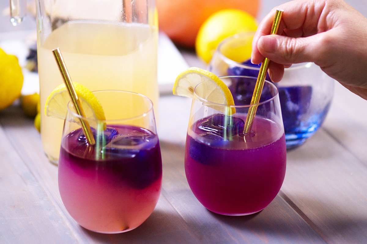 blue pea tea beverages colorful