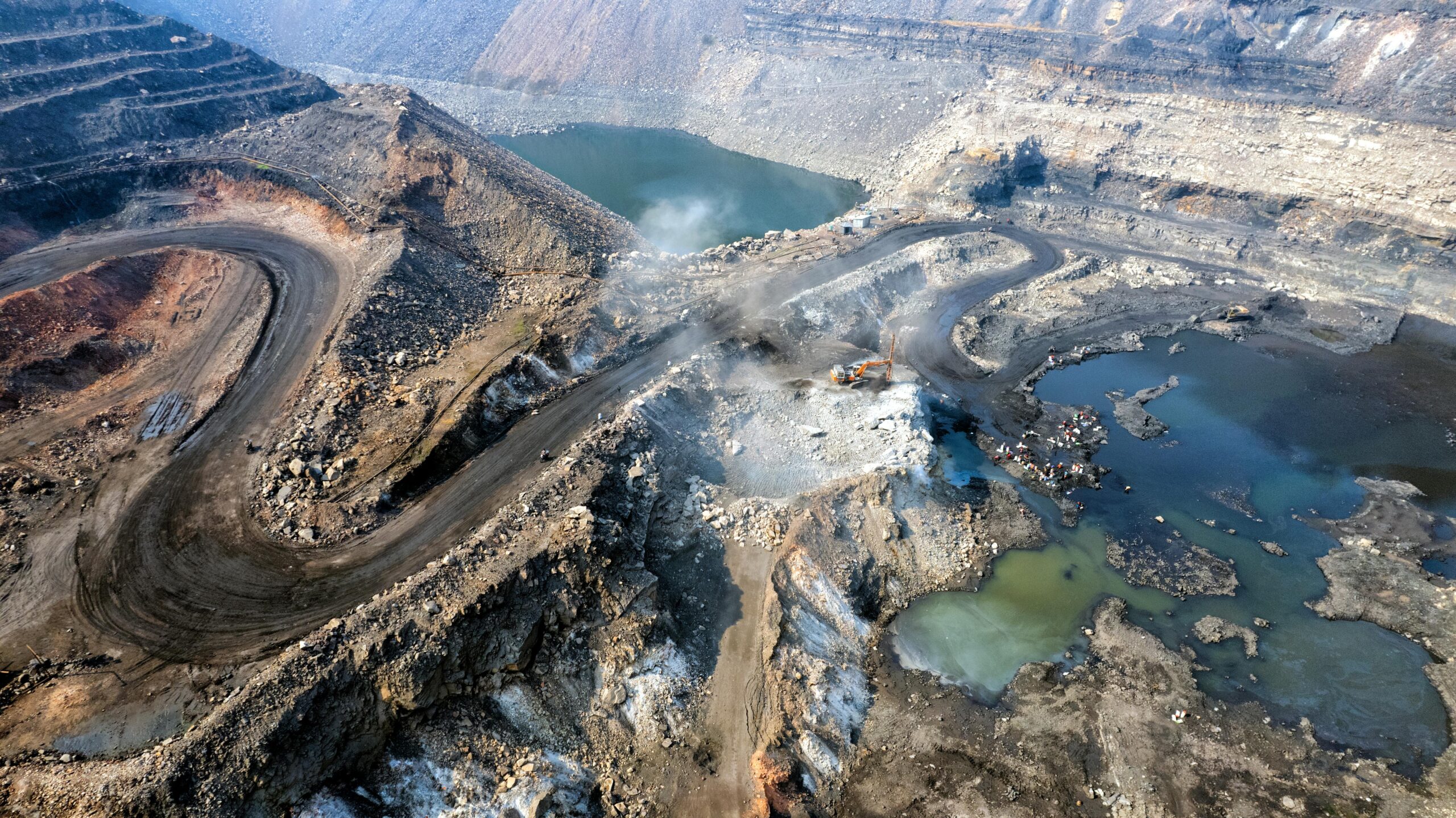 coal mine landscape, environmental degradation