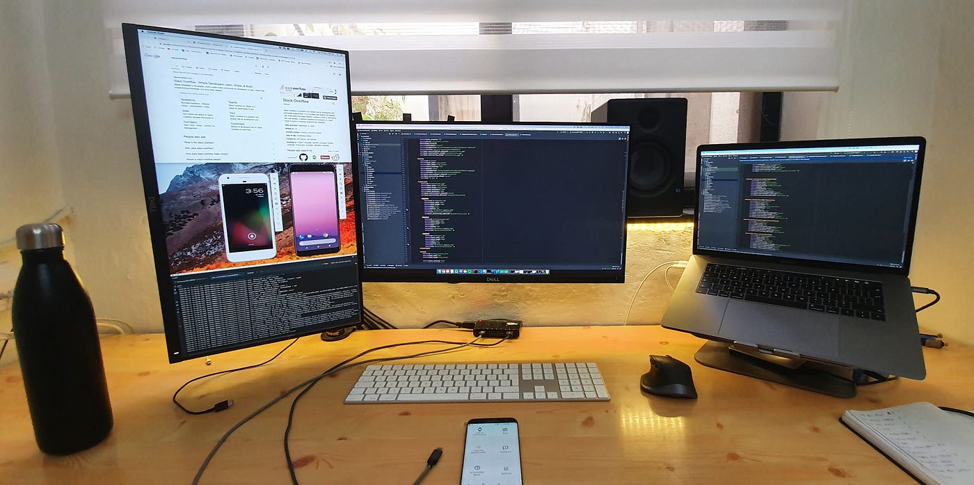 developer workspace with diagrams