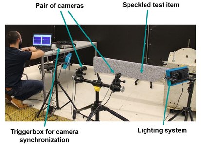 digital image correlation experiment setup with cameras