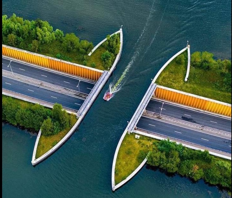historic Dutch bridge along waterway