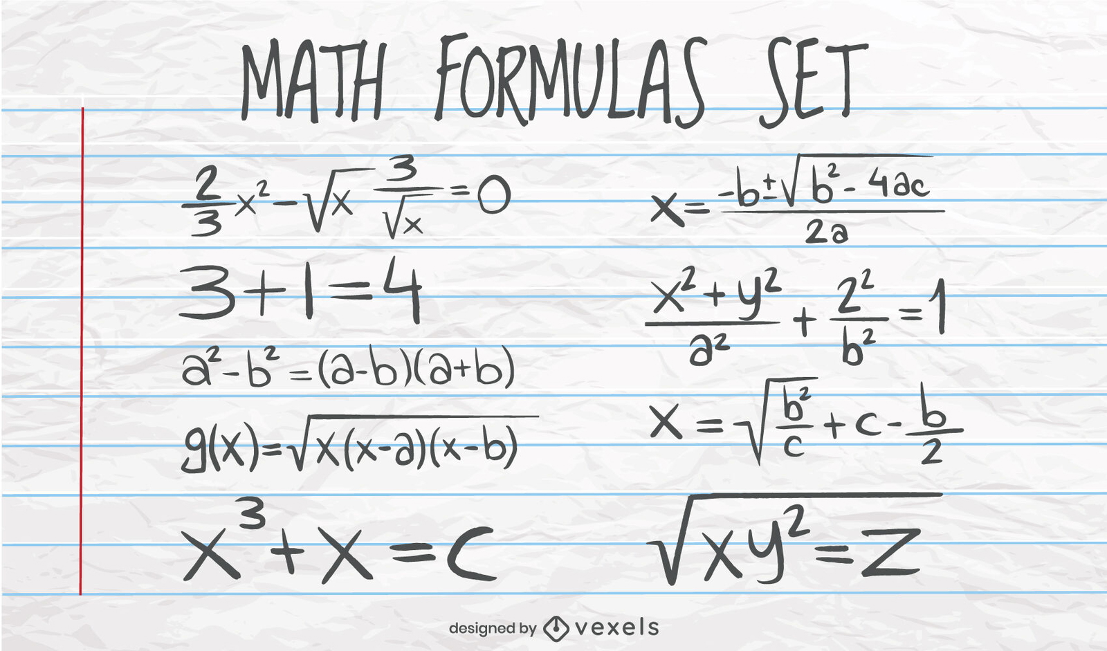 algebraic formulas on paper