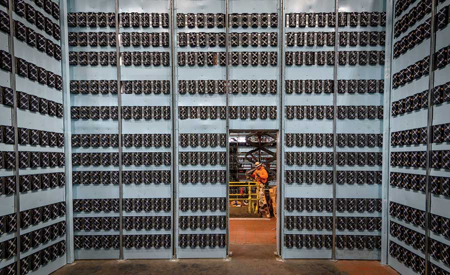 cryptocurrency mining rigs in data center