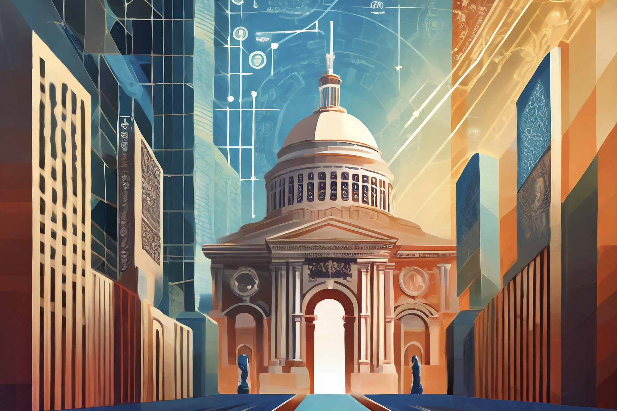 modern technology, digital interfaces, civic engagement, government building
