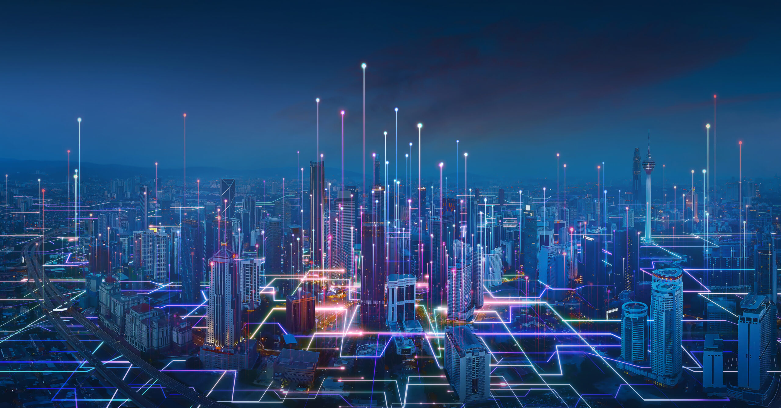 modern digital technology with urban background