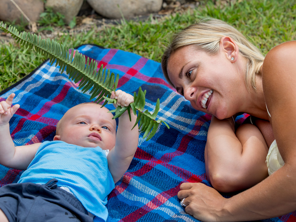 parents using digital devices outdoors