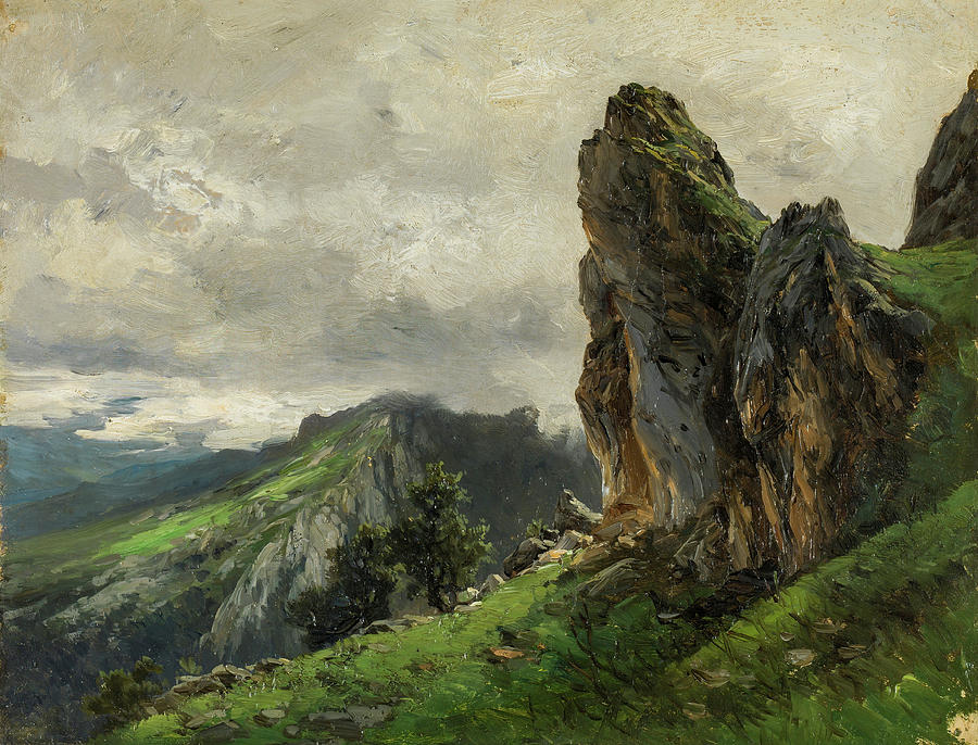 mountainous landscape with storm clouds