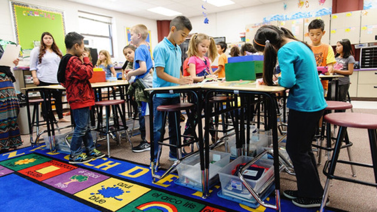 classroom learning equipment and students