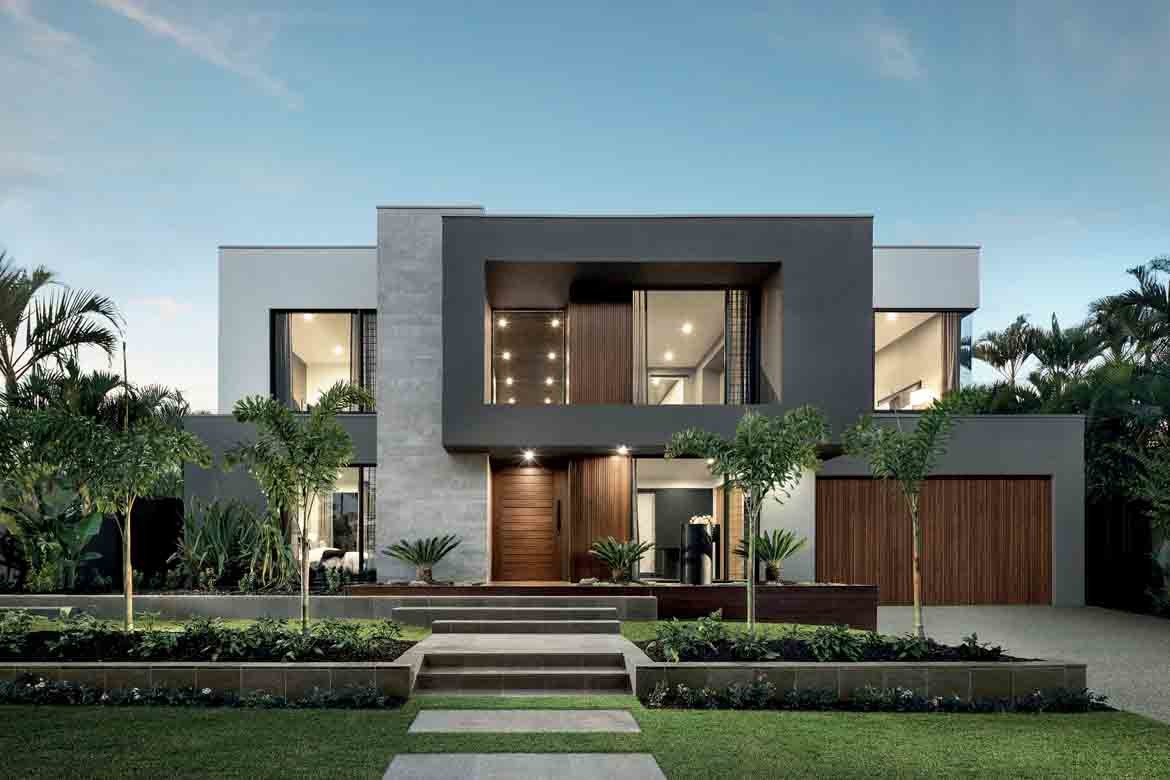 scenic modern building facade with textures