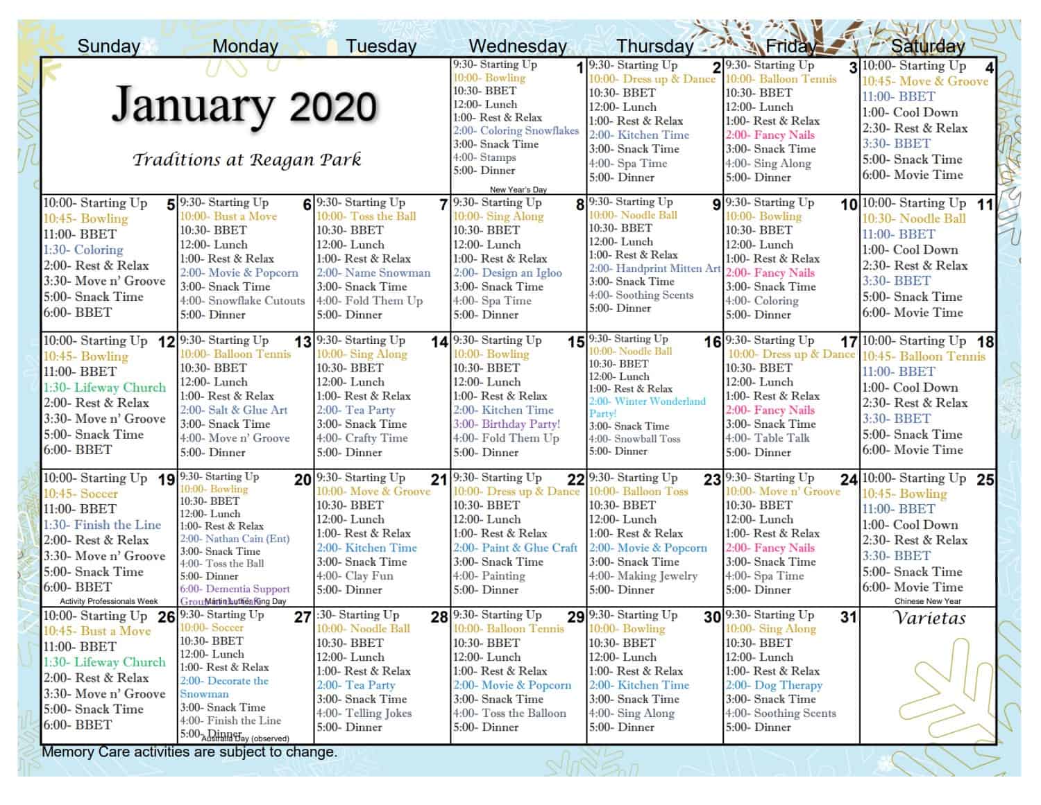dementia care desk calendar family support