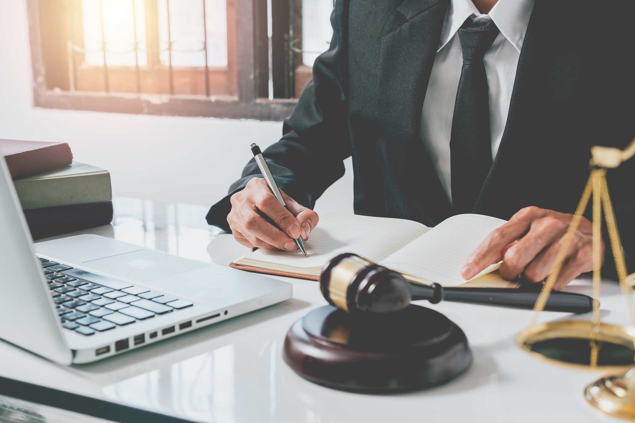 legal books and office documents on table