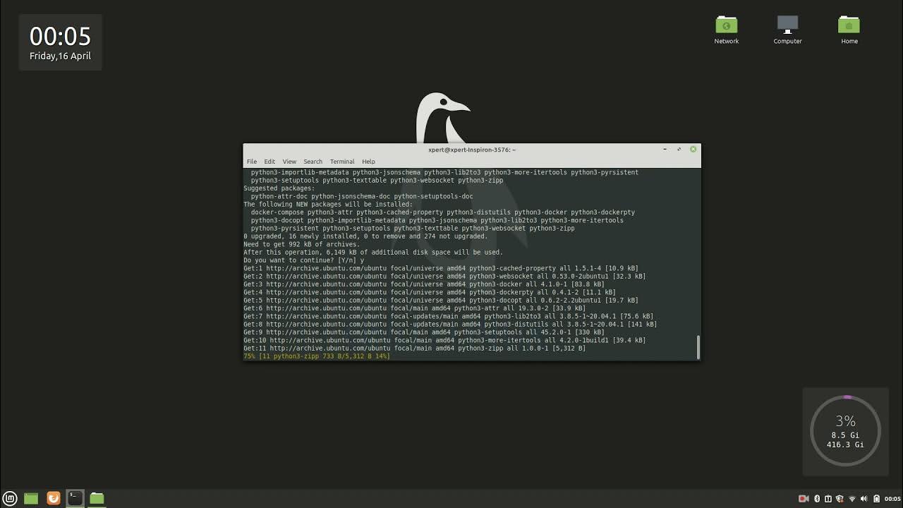 linux mint terminal docker command