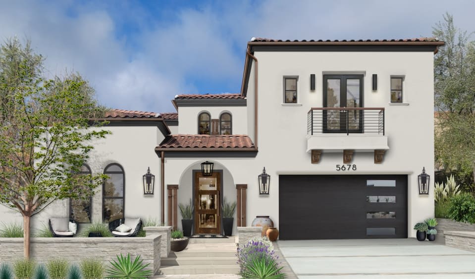 modern house exterior in spanish village