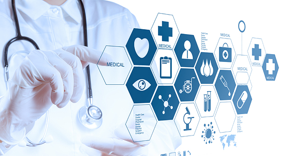 medical technology portrait, futuristic healthcare environment