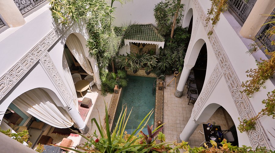 Moroccan clinic exterior with local landscape