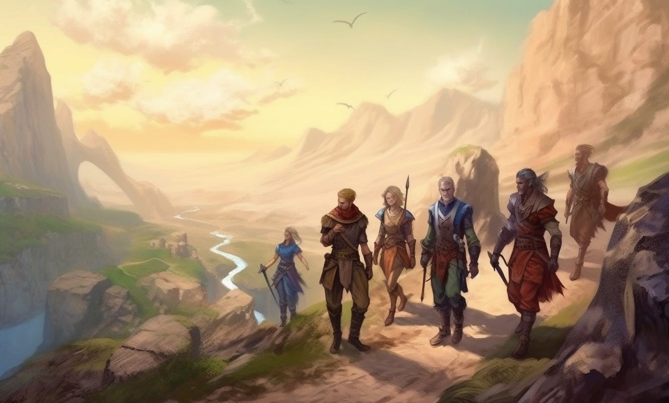 fantasy game characters landscape
