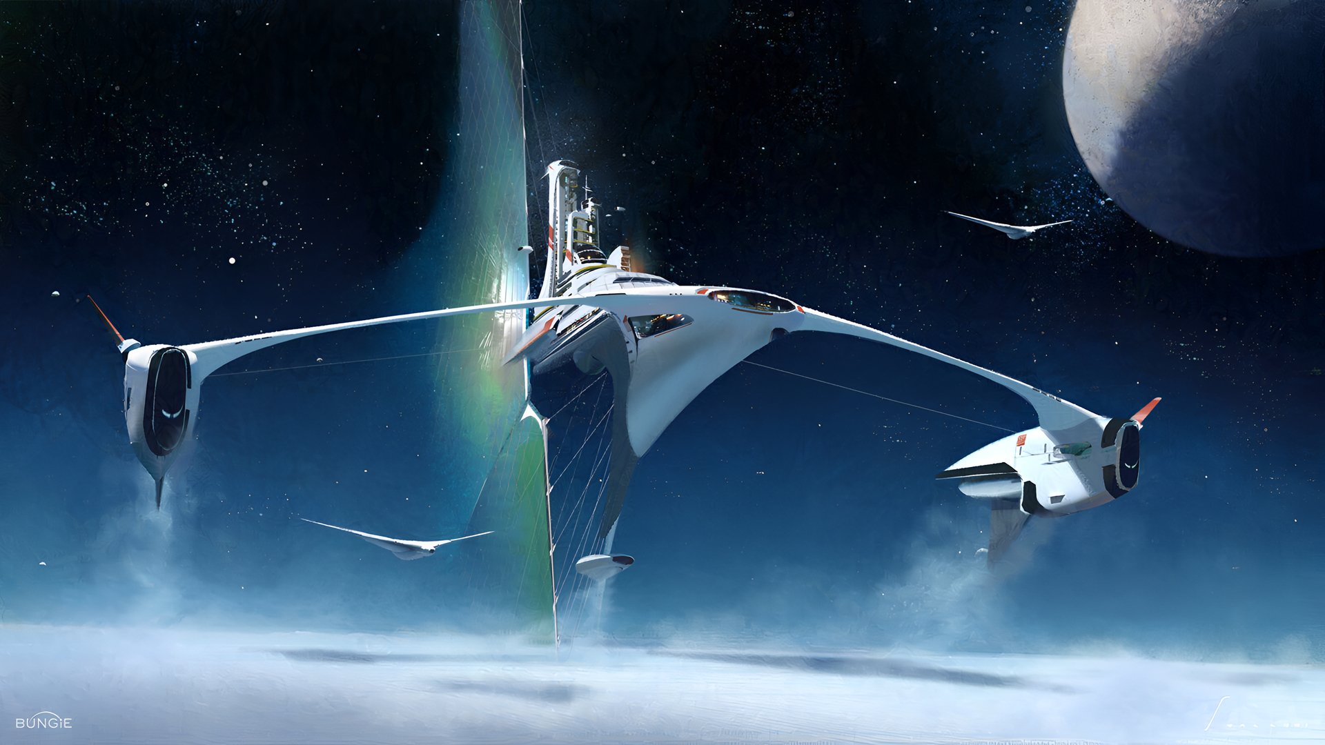 alien spaceship cosmic landscape