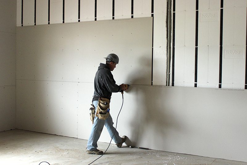 drywall panels installation on wall