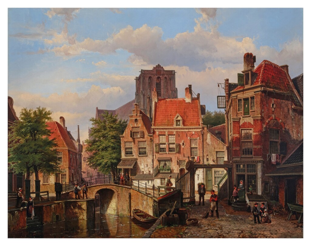 vintage Dutch street with old buildings