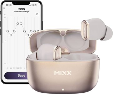 wireless earbuds with charging case and smartphone