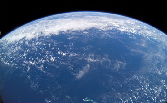 satellite view of Earth with curvature