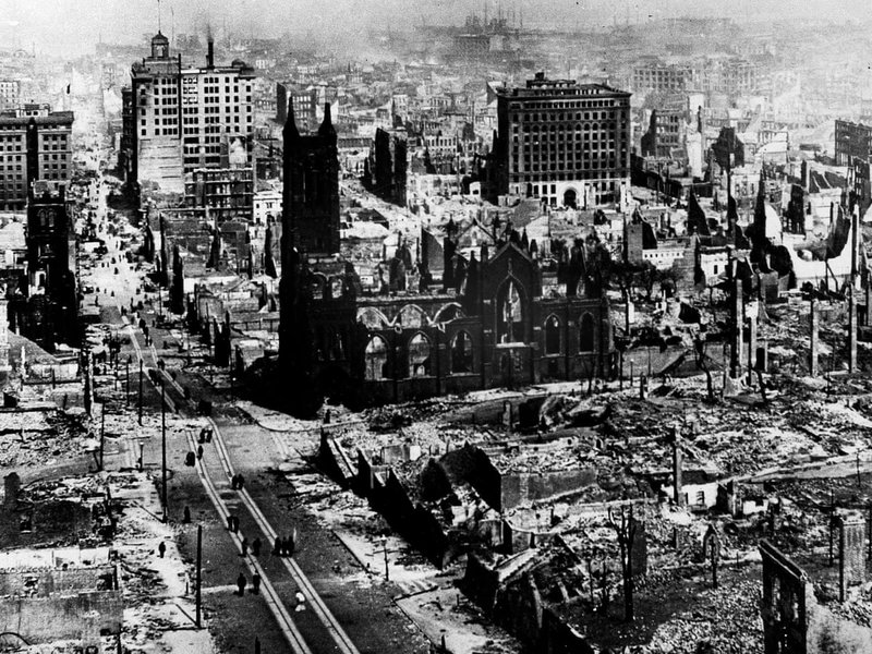 earthquake damaged cityscape